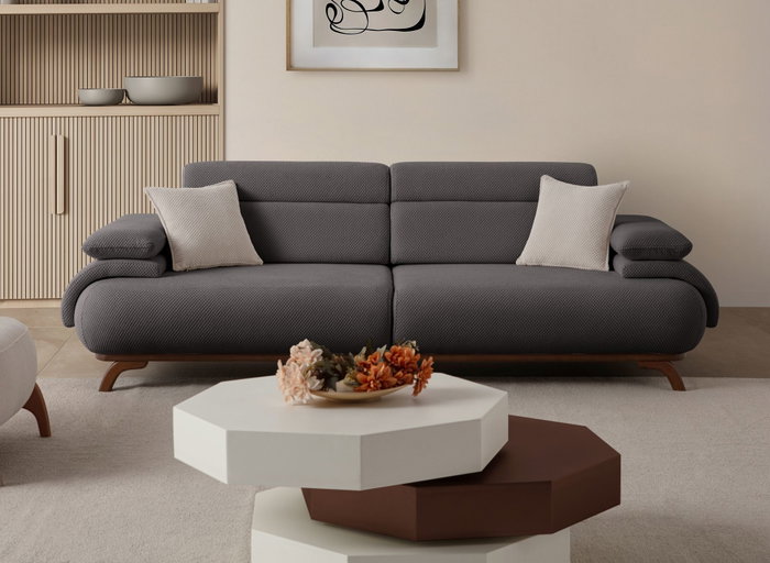 Atelier Del Sofa Bonjo Walnut - Anthracite Sofá de 3 Plazas Atelier Del Sofa Bonjo Walnut - Anthracite Sofá de 3 Plazas